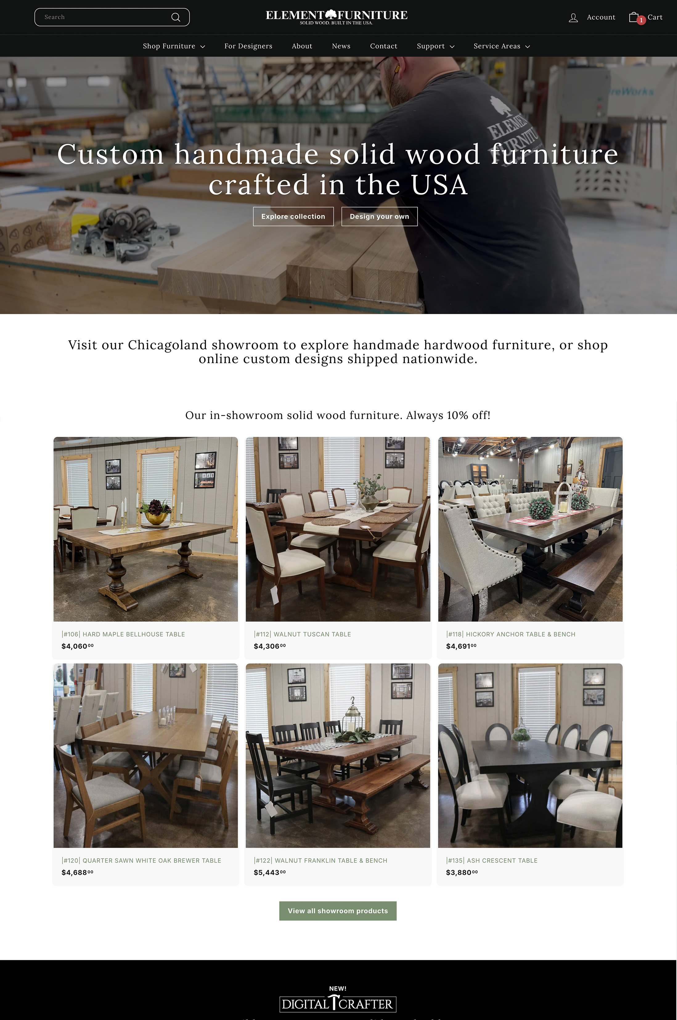 Element Furniture visual design within Shopify