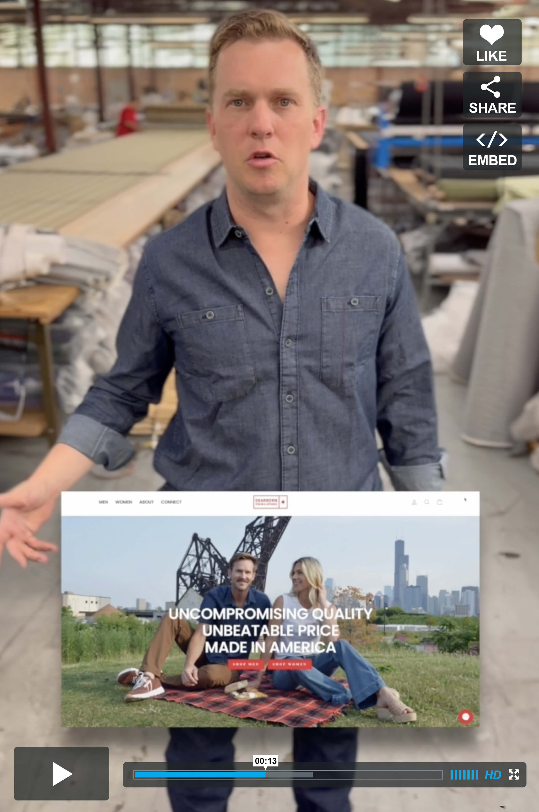 Dearborn Denim video social media example